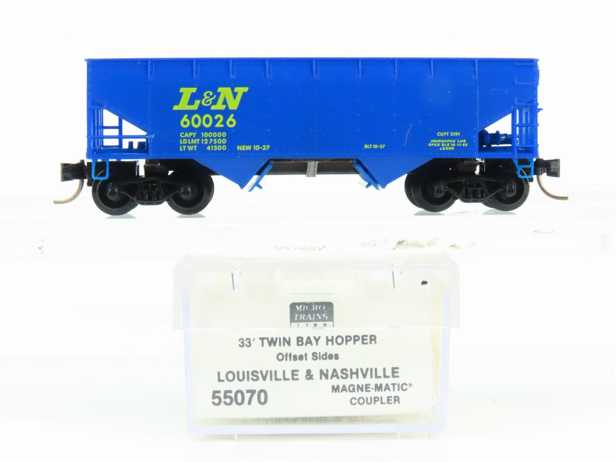 N Scale Micro-Trains MTL 55070 L&amp;N Louisville &amp; Nashville 2-Bay Hopper #60026