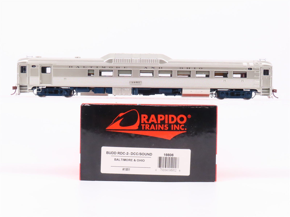 HO Scale Rapido 16606 B&amp;O Baltimore &amp; Ohio Budd RDC-2 #1951 wDCC &amp; Sound