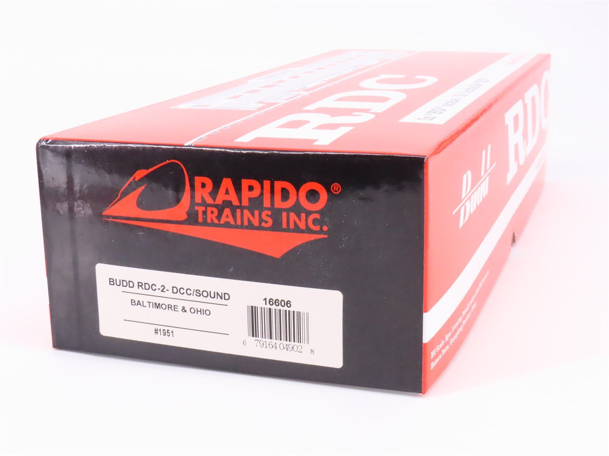 HO Scale Rapido 16606 B&amp;O Baltimore &amp; Ohio Budd RDC-2 #1951 wDCC &amp; Sound