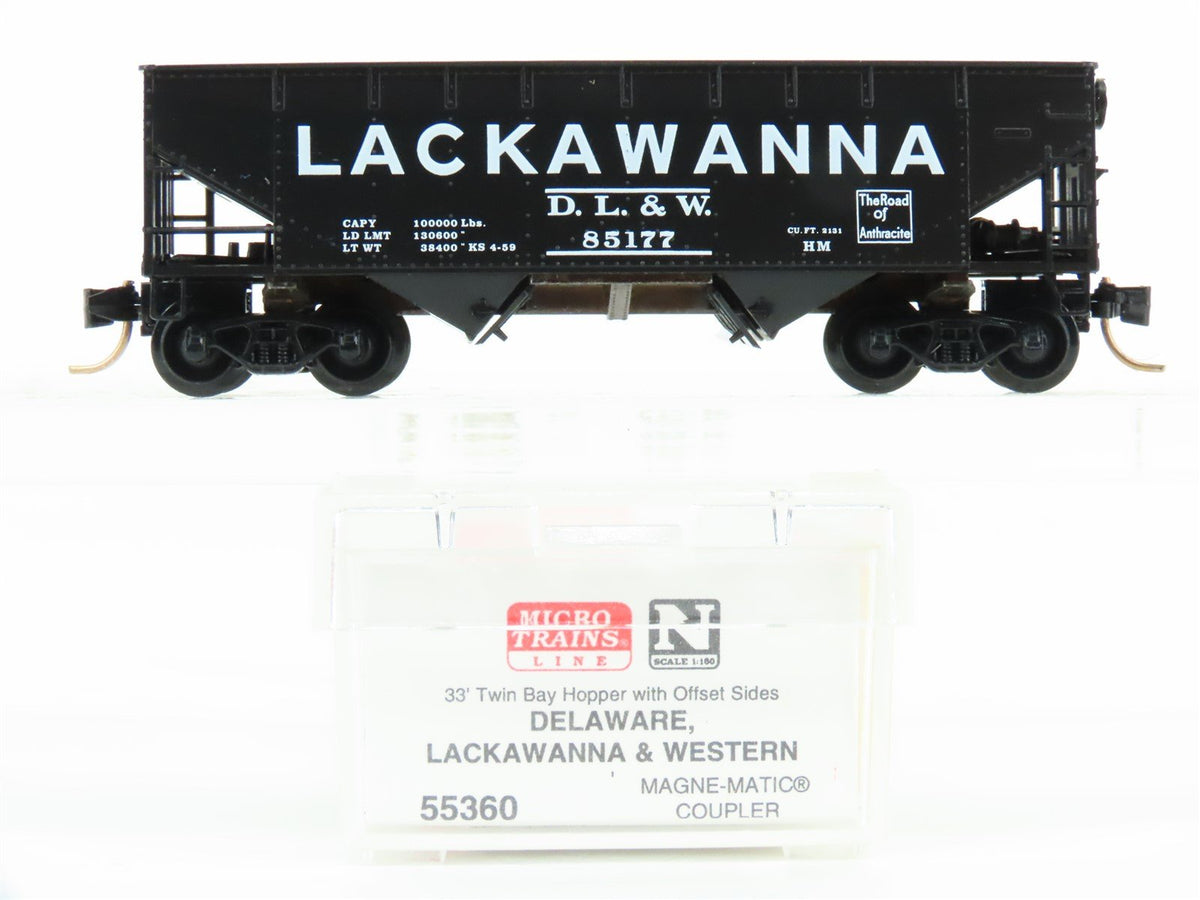 N Scale Micro-Trains MTL 55360 DL&amp;W The Road of Anthracite 2-Bay Hopper #85177