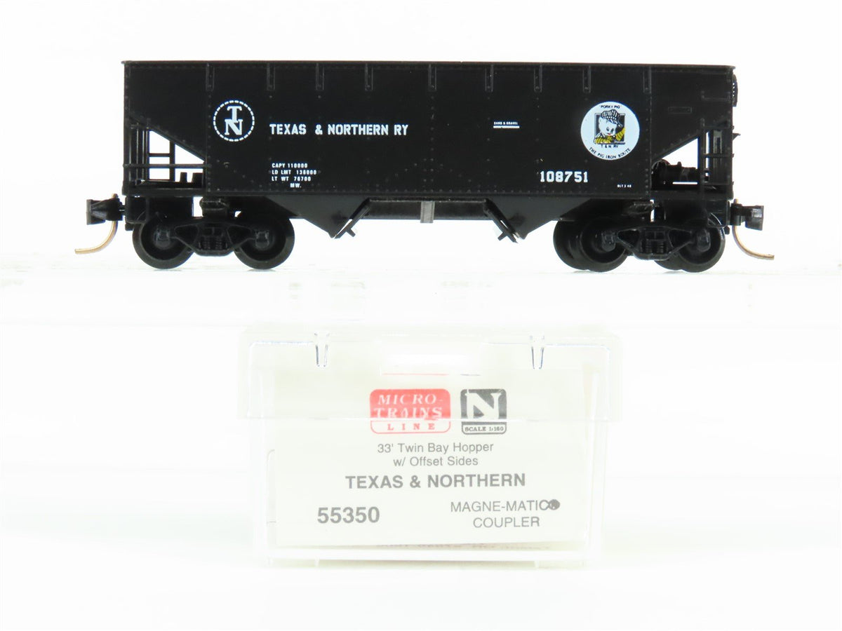 N Scale Micro-Trains MTL 55350 T&amp;N Texas &amp; Northern 2-Bay Open Hopper #108751