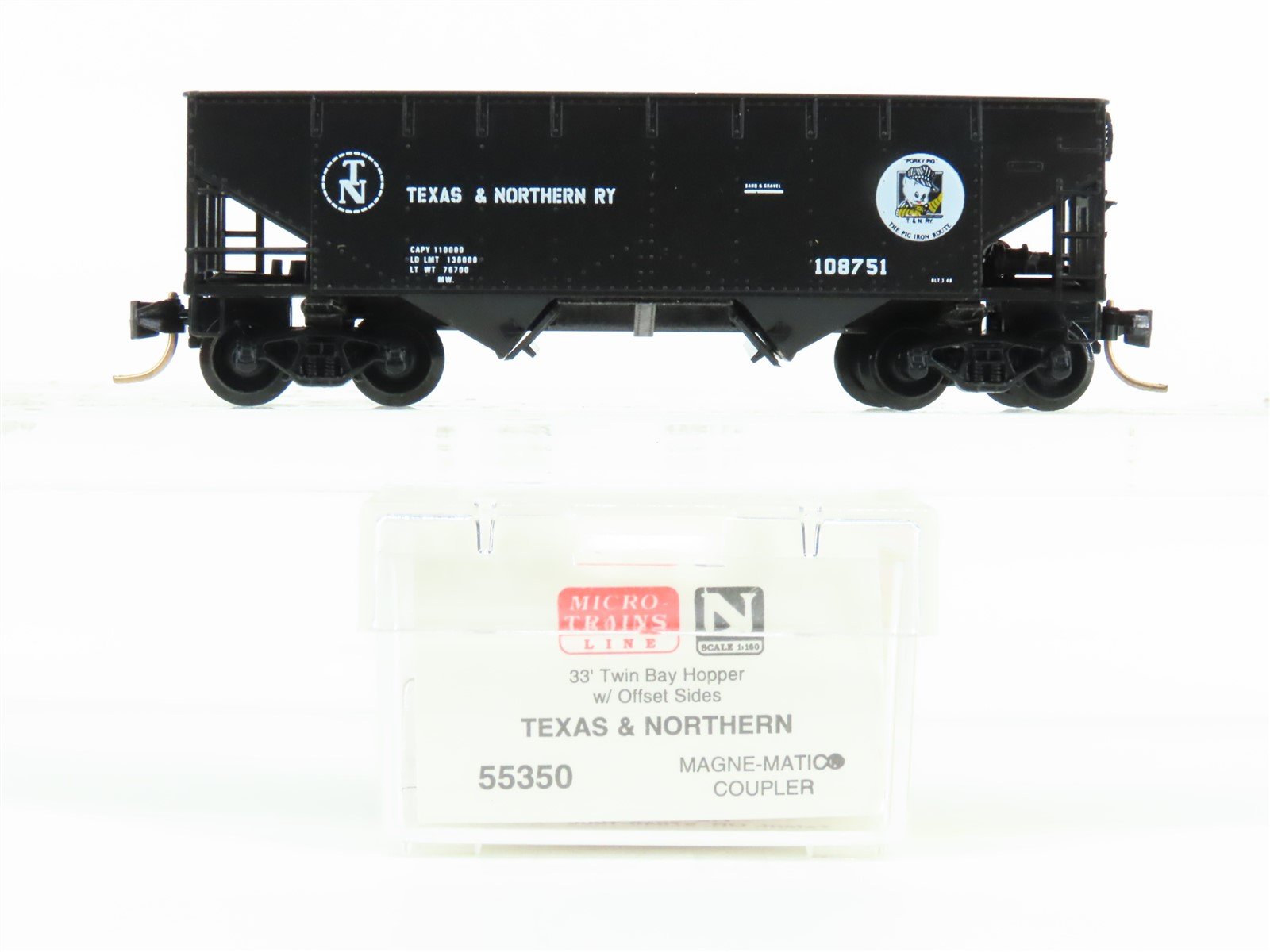 N Scale Micro-Trains MTL 55350 T&N Texas & Northern 2-Bay Open Hopper #108751
