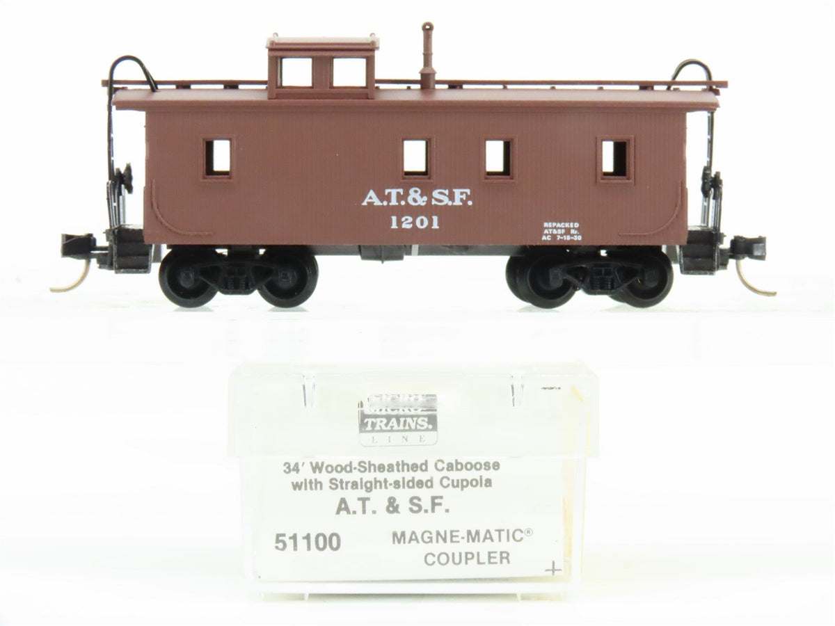 N Scale Micro-Trains MTL 51100 ATSF Santa Fe Railroad 34&#39; Wood Caboose #1201