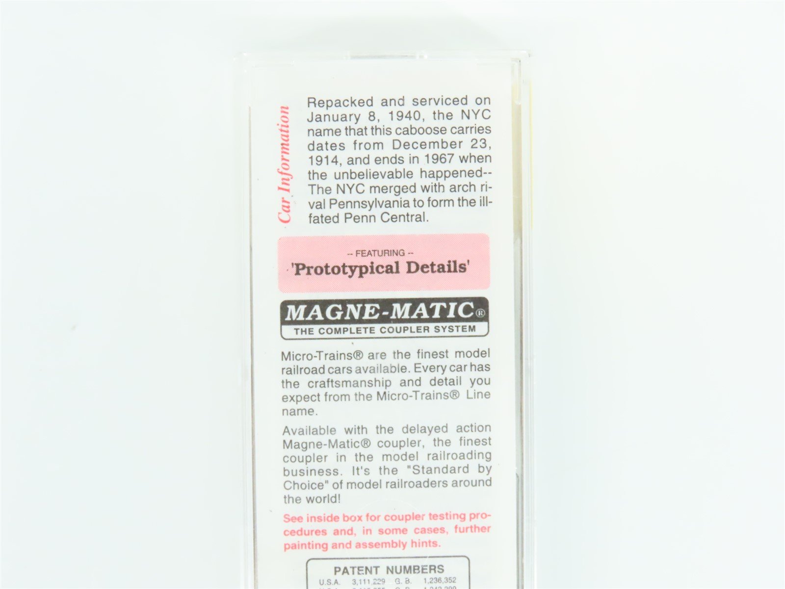 N Scale Micro-Trains MTL 51080 NYC New York Central 34' Wood Caboose #19551