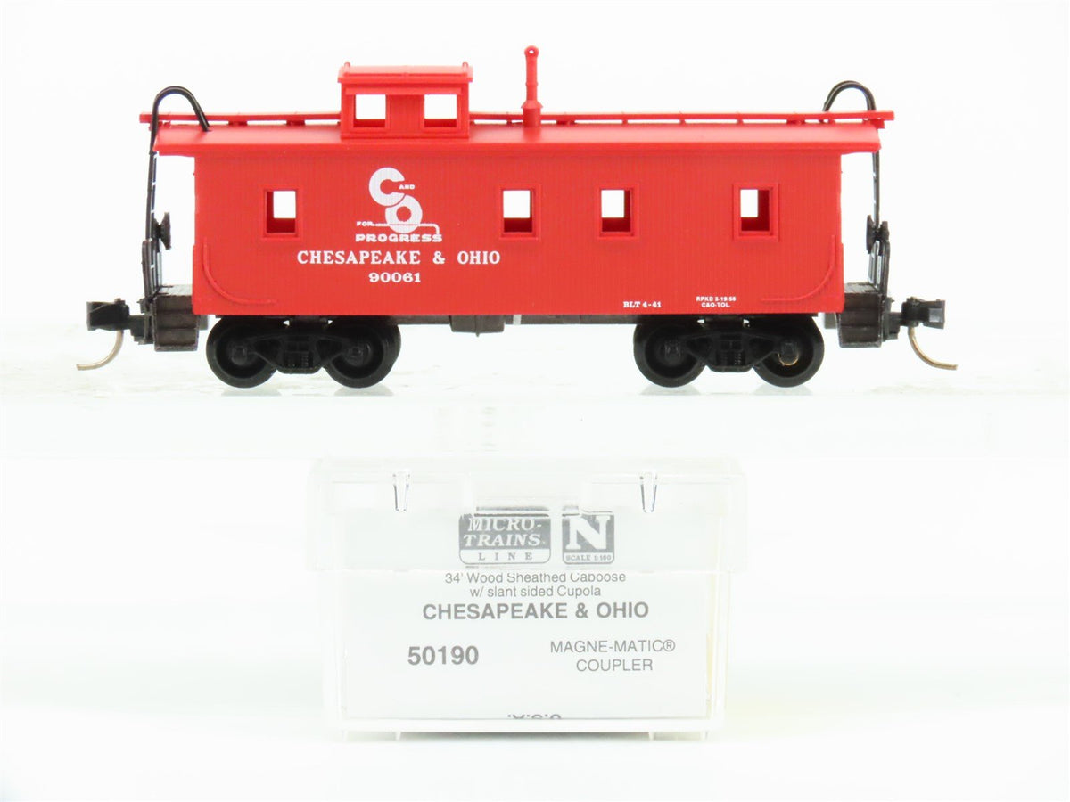 N Scale Micro-Trains MTL 50190 C&amp;O Chesapeake &amp; Ohio 34&#39; Wood Caboose #90061