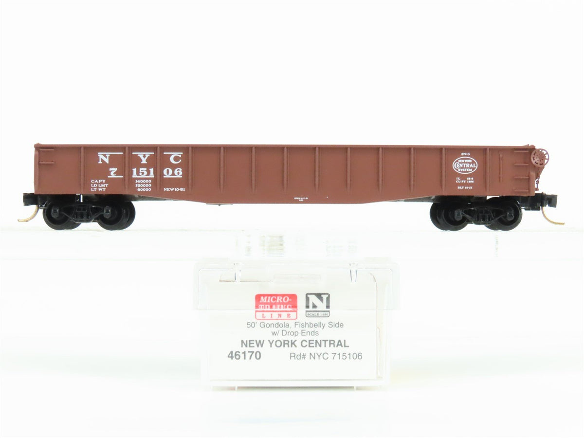 N Scale Micro-Trains MTL 46170 NYC New York Central System 50&#39; Gondola #715106