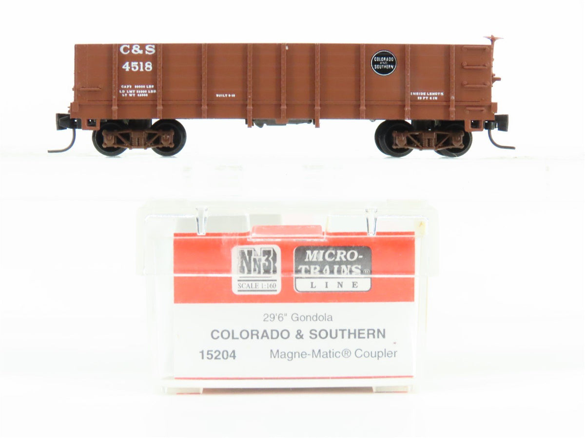 Nn3 Scale Micro-Trains MTL 15204 C&amp;S Colorado &amp; Southern 29&#39; 6&quot; Gondola #4518