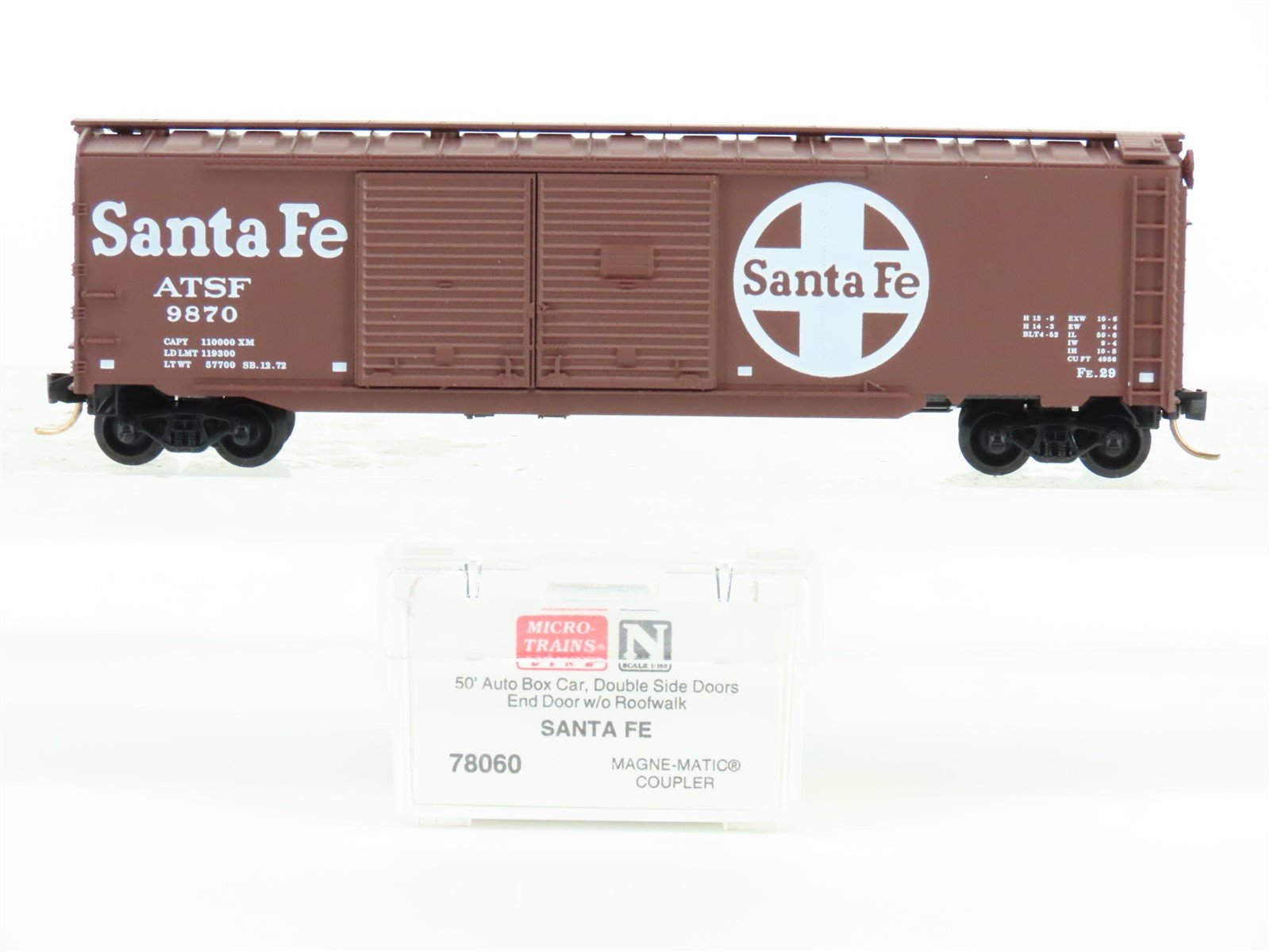 N Scale Micro-Trains MTL 78060 ATSF Santa Fe 50' Double Door Box Car #9870