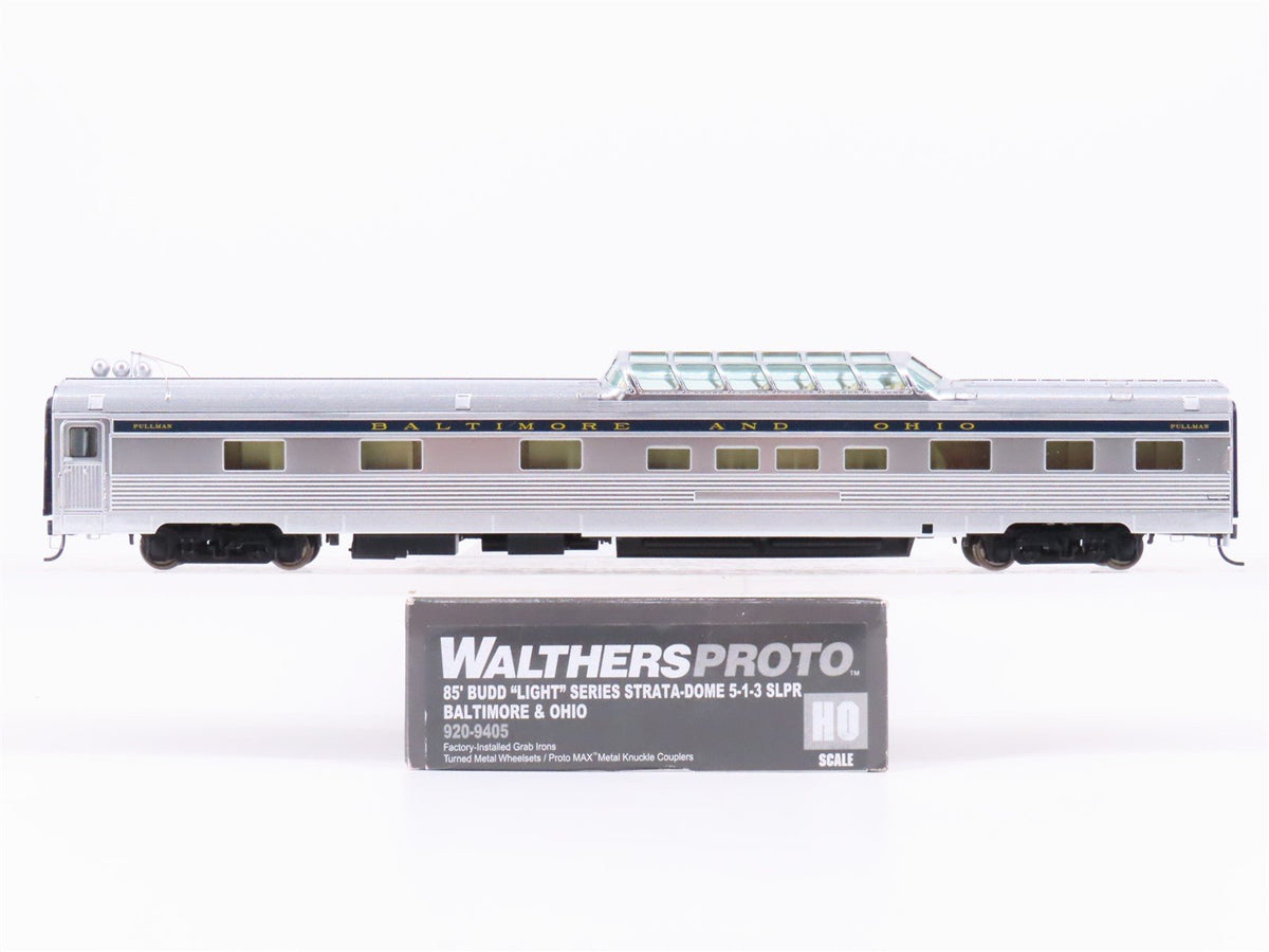 HO Walthers Proto 920-9405 B&amp;O Railway 85&#39; Budd 5-1-3 Dome-Sleeper Passenger