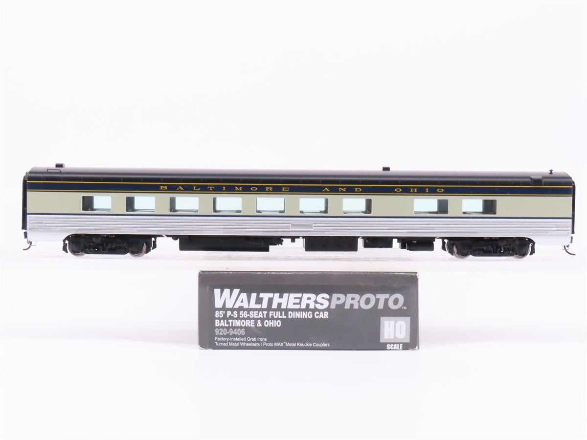 HO Walthers Proto 920-9406 B&amp;O Railway 85&#39; Budd 56-Seat Dining Passenger Car