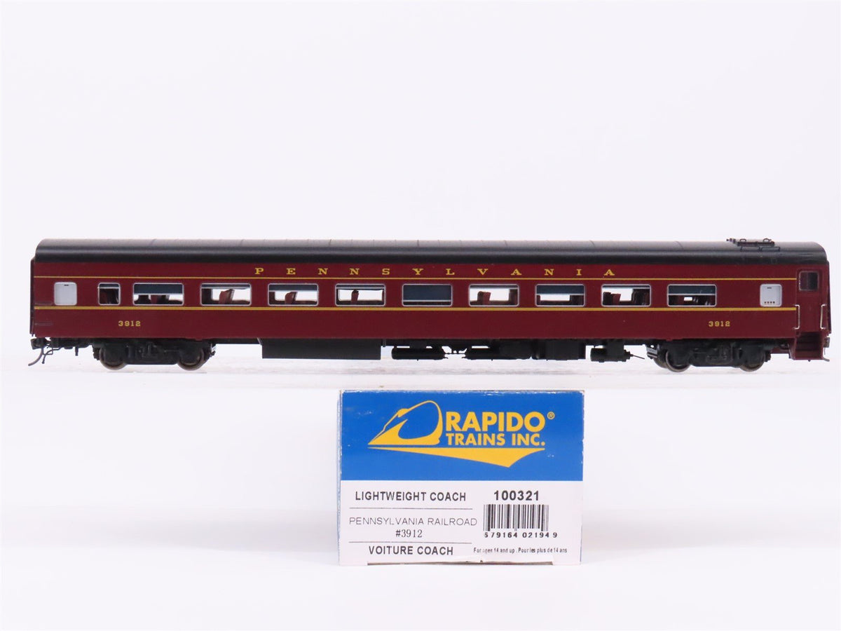 HO Scale Rapido 100321 PRR Pennsylvania LW Coach Passenger Car #3912