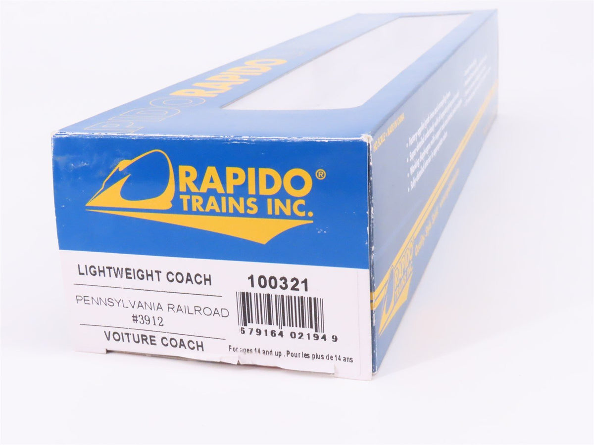 HO Scale Rapido 100321 PRR Pennsylvania LW Coach Passenger Car #3912