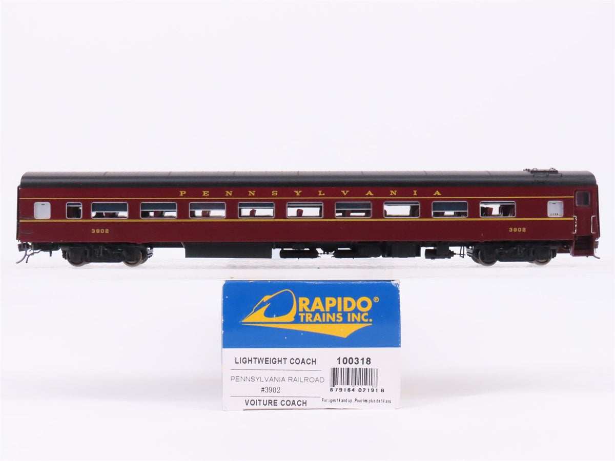HO Scale Rapido 100318 PRR Pennsylvania LW Coach Passenger Car #3902