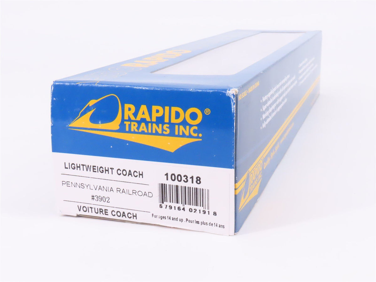 HO Scale Rapido 100318 PRR Pennsylvania LW Coach Passenger Car #3902