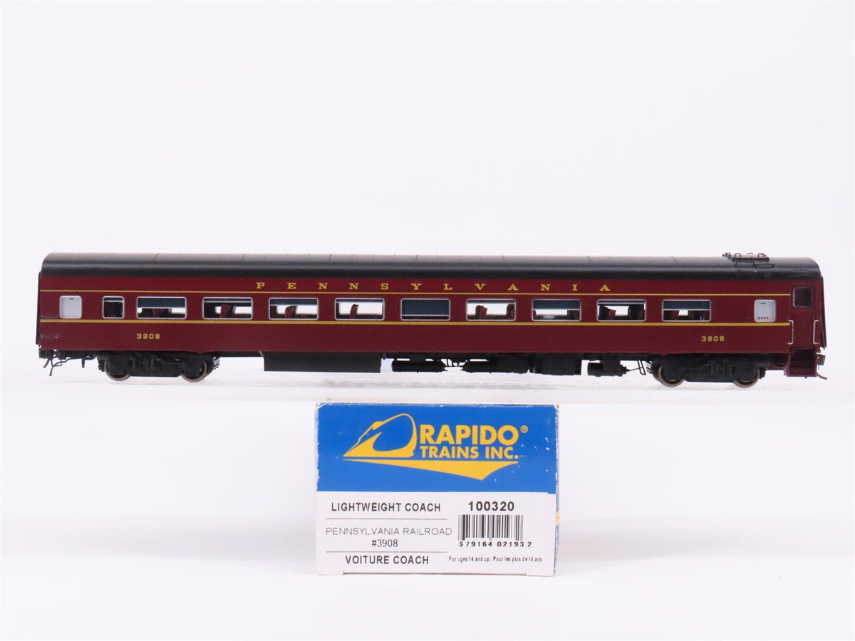 HO Scale Rapido 100320 PRR Pennsylvania LW Coach Passenger Car #3908