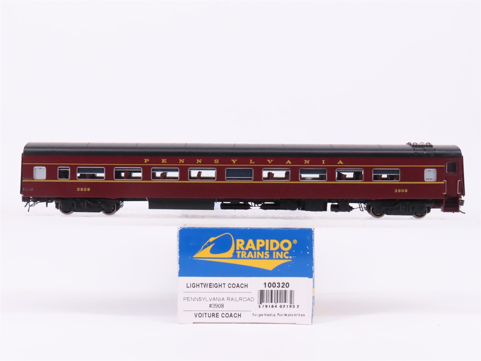 HO Scale Rapido 100320 PRR Pennsylvania LW Coach Passenger Car #3908