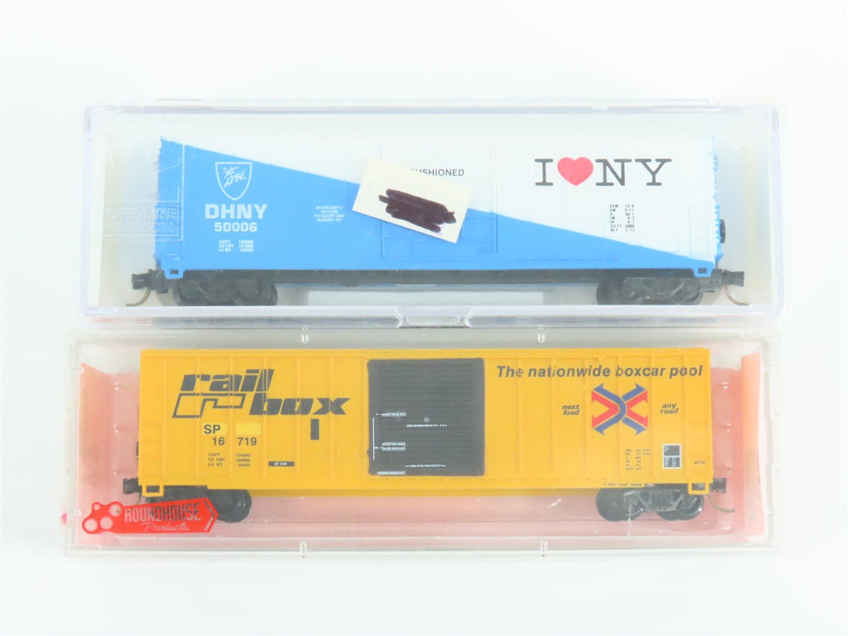 LOT of 8 N Scale Roundhouse &amp; MTL UP/P&amp;LE/DHNY/SOU/SP/NS/XTRX/&amp; More Box Cars