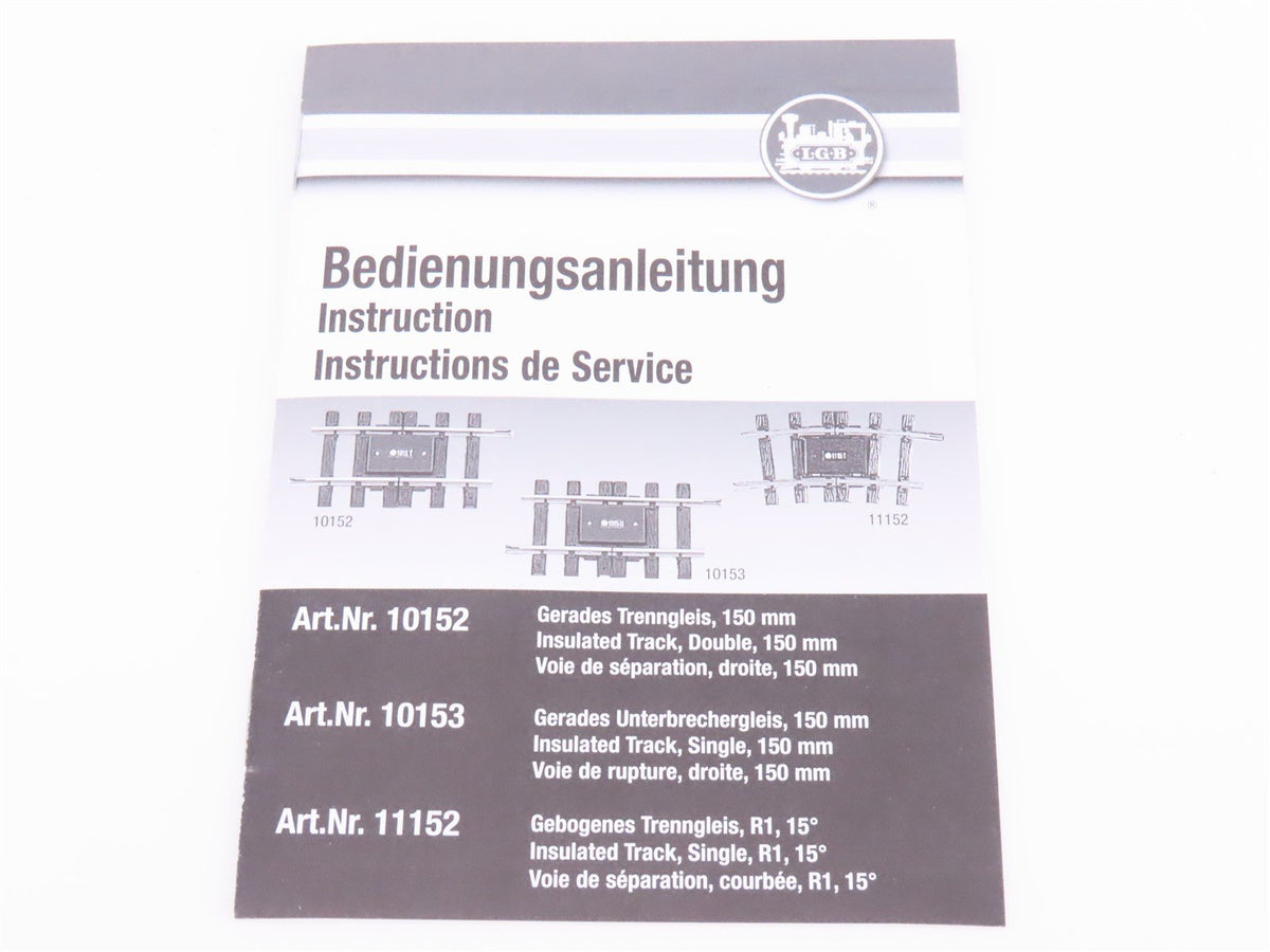 G Scale LGB 10153 Single-Insulated 150mm Straight Track Section