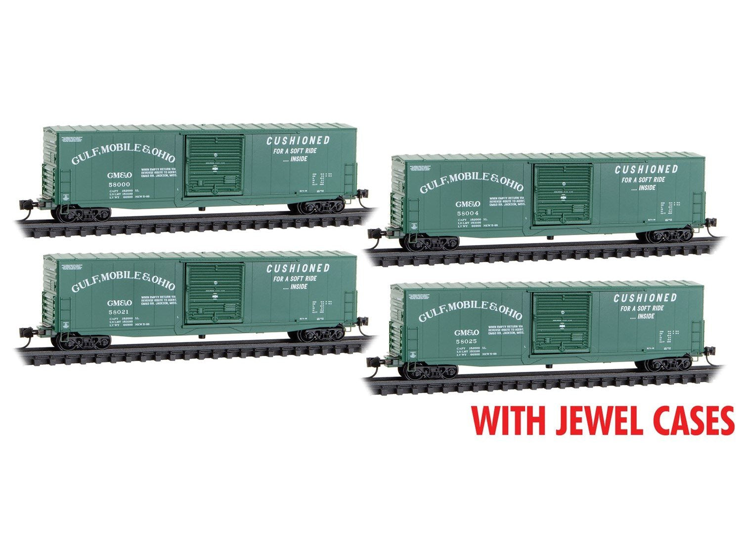 N Micro-Trains MTL 98300231 GM&O Gulf Mobile & Ohio 50' Cushioned Box Car 4-Pack