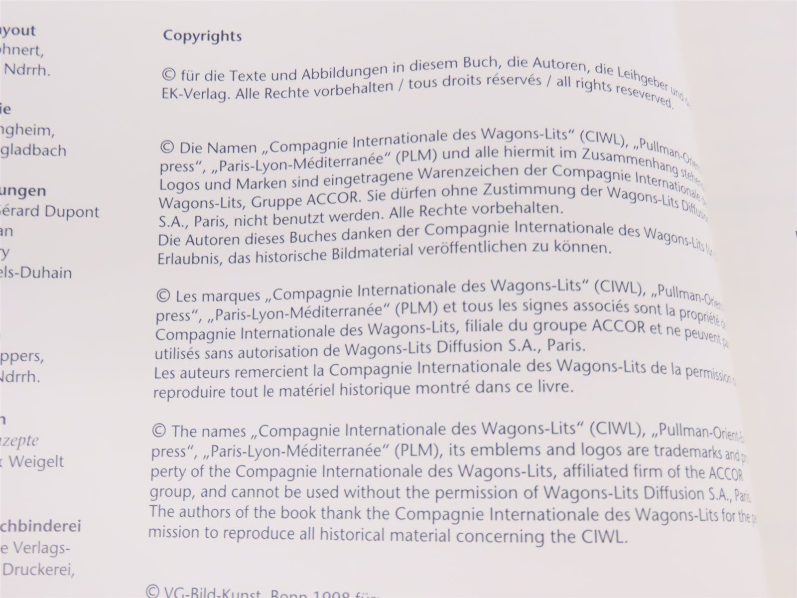 125 Years International Sleeping Car Company by Mühl & Klein ©1998 - HC Book