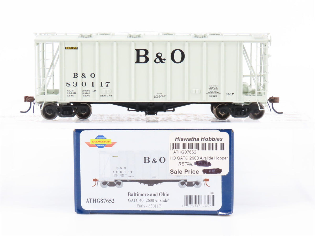 HO Scale Athearn Genesis ATHG87652 B&amp;O Baltimore &amp; Ohio Airslide Hopper #830117