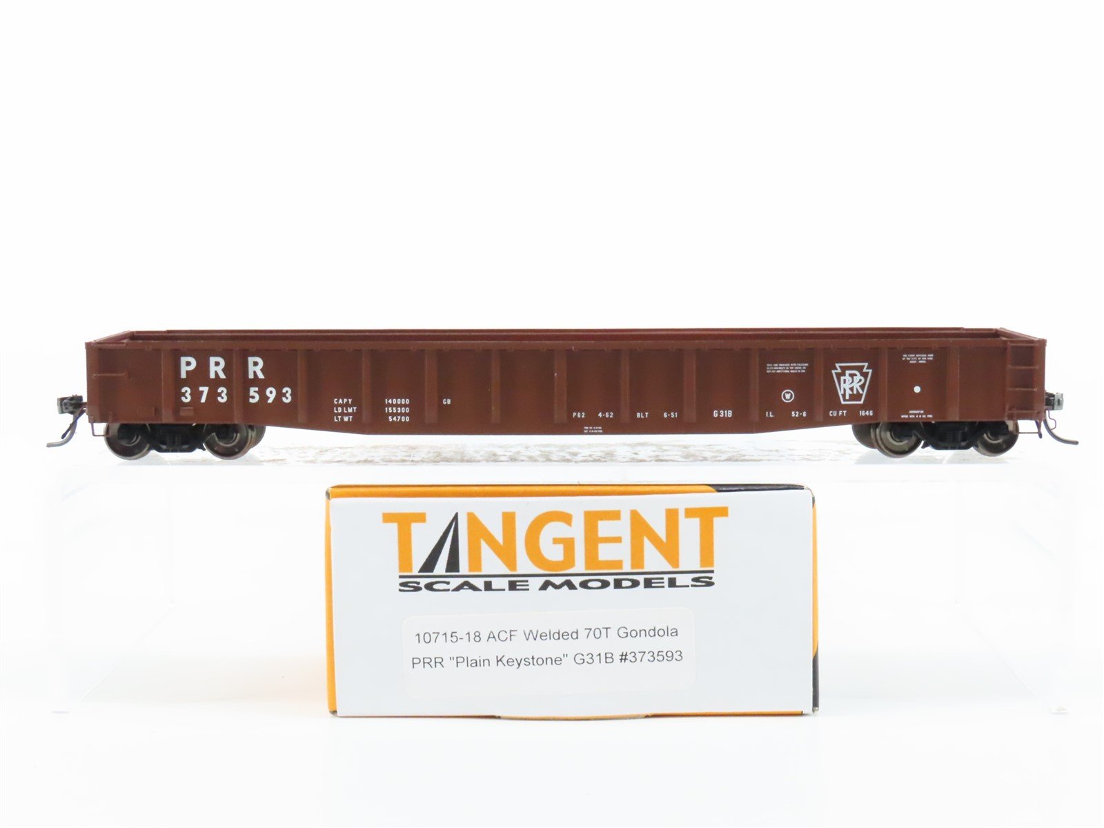 HO Scale Tangent 10715-18 PRR Pennsylvania ACF Welded 70T Gondola #373593