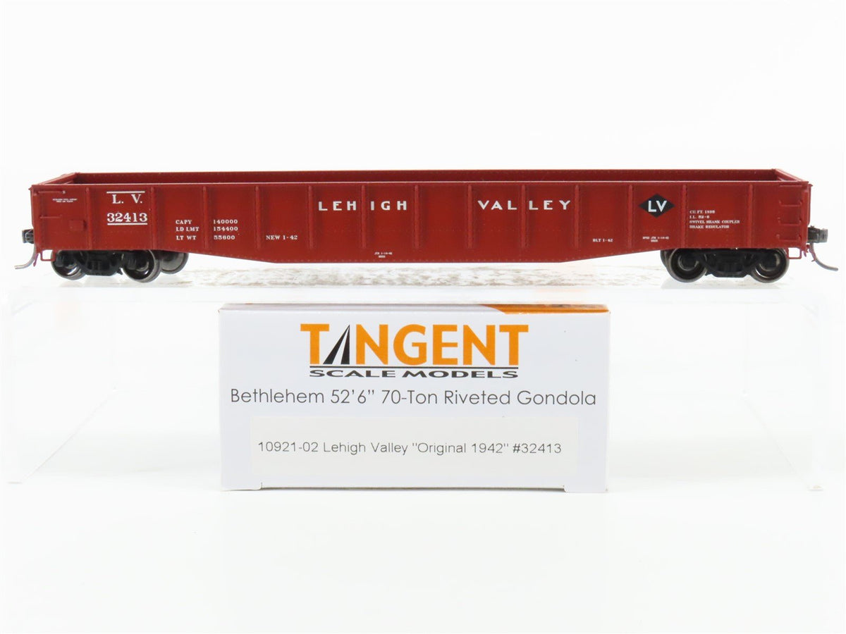 HO Tangent 10921-02 LV Lehigh Valley Bethlehem 52&#39; 6&quot; Riveted Gondola #32413