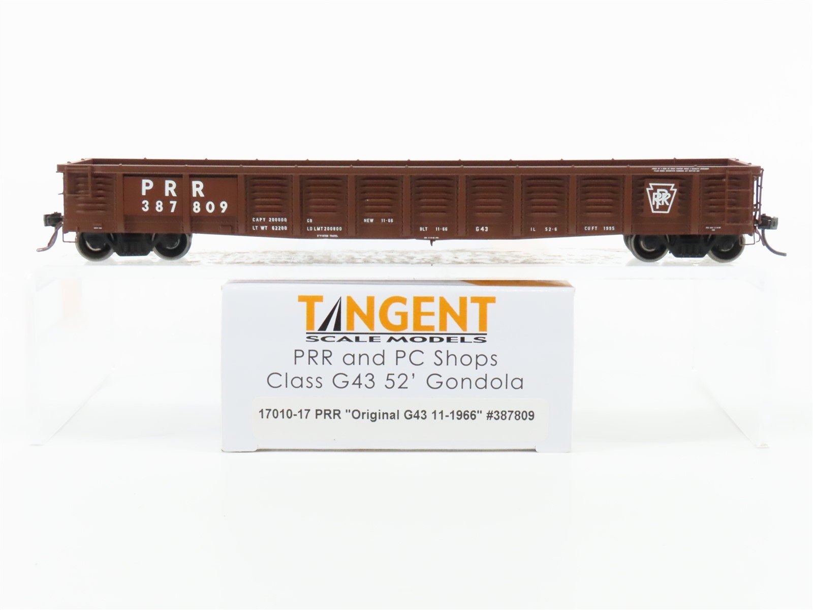 HO Tangent 17010-17 PRR and PC Shops Pennsylvania Class G43 52' Gondola #387809