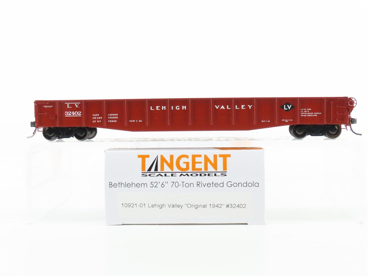 HO Tangent 10921-01 LV Lehigh Valley Bethlehem 52&#39; 6&quot; Riveted Gondola #32402