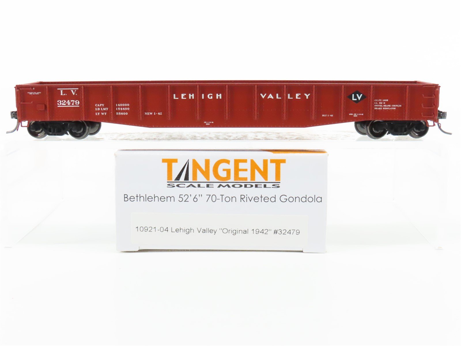 HO Tangent 10921-04 LV Lehigh Valley Bethlehem 52' 6" Riveted Gondola #32479