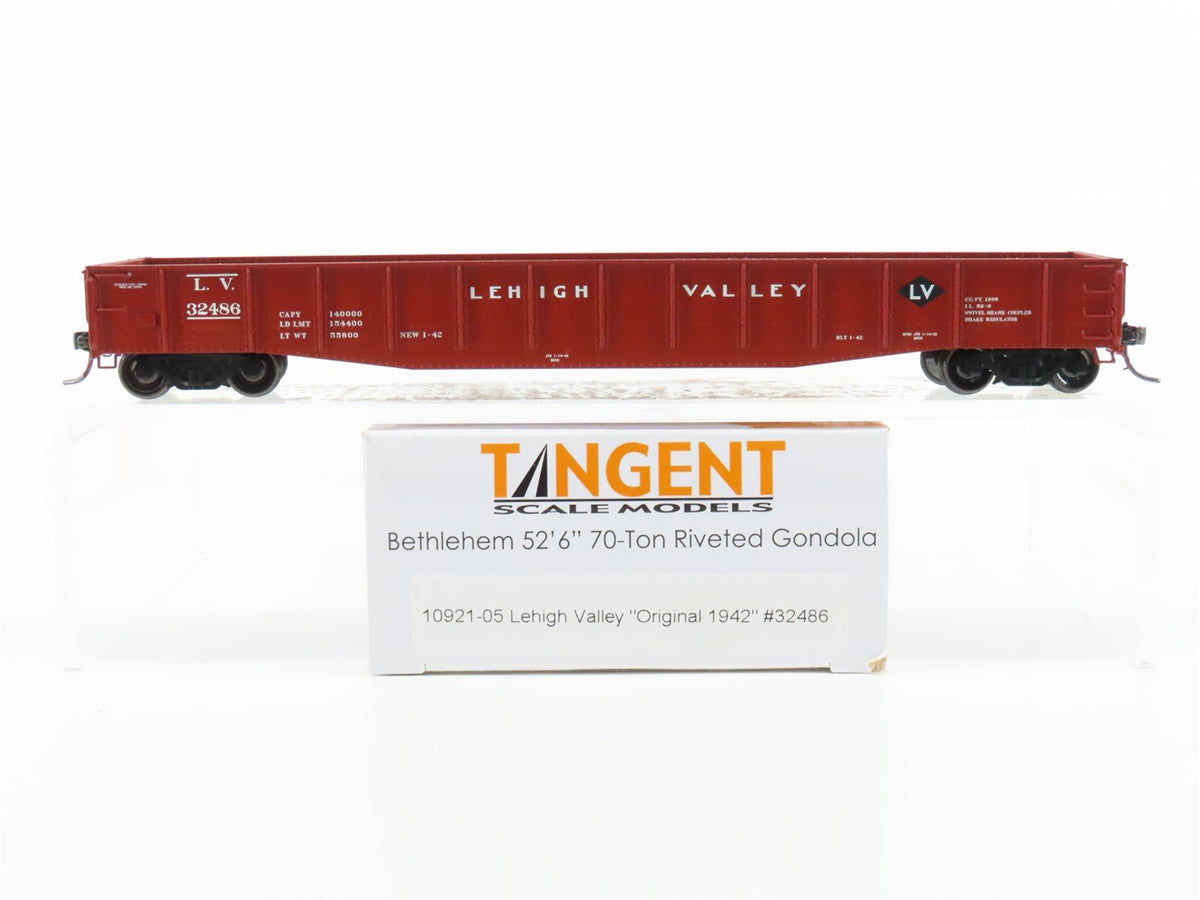 HO Tangent 10921-05 LV Lehigh Valley Bethlehem 52&#39; 6&quot; Riveted Gondola #32486