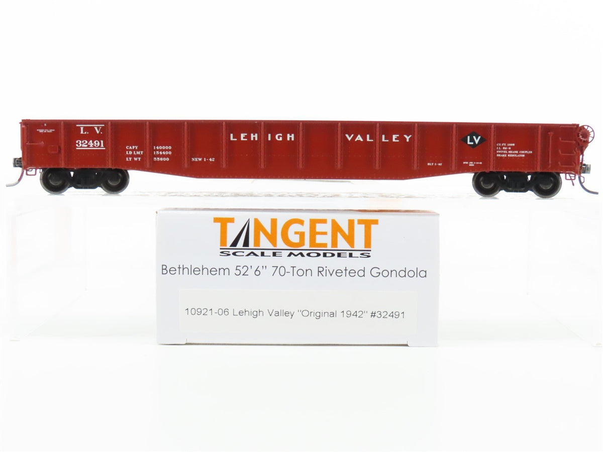 HO Tangent 10921-06 LV Lehigh Valley Bethlehem 52&#39; 6&quot; Riveted Gondola #32491