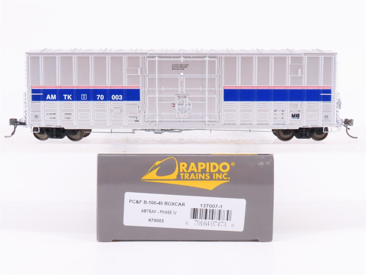 HO Scale Rapido 137007-1 Amtrak Phase IV PC&amp;F B-100-40 Boxcar #70003