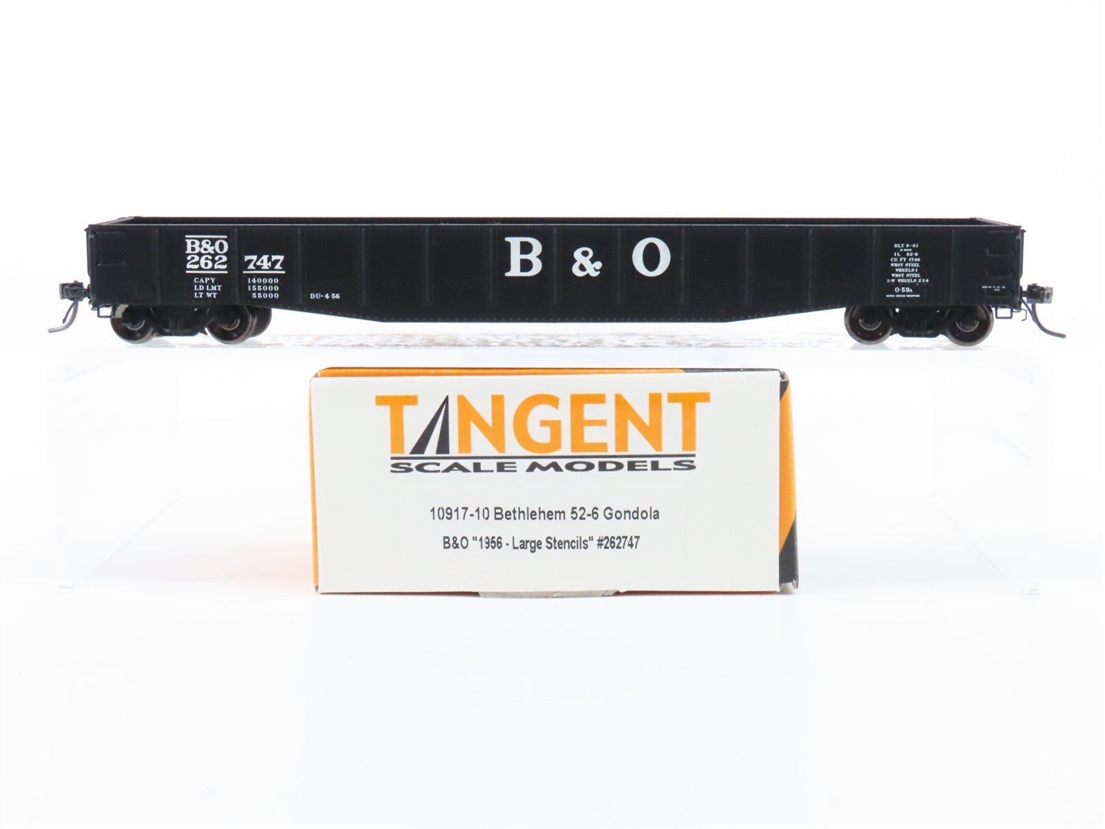 HO Scale Tangent 10917-10 B&O Baltimore & Ohio 52' 6" 70T Gondola Car #262747