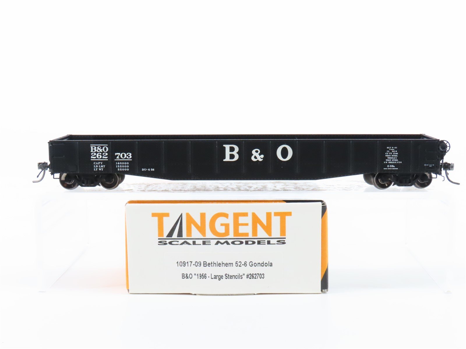 HO Scale Tangent 10917-09 B&O Baltimore & Ohio 52' 6" 70T Gondola Car #262703