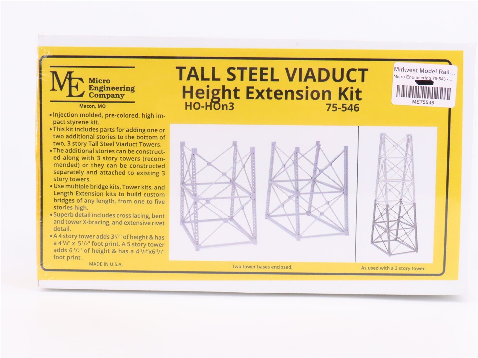 HO 1/87 Scale Micro Engineering 75-546 Tall Steel Viaduct Extension Kit SEALED