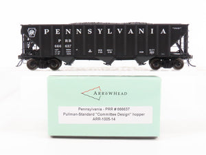 HO Scale Arrowhead ARR-1005-14 PRR Pennsylvania 3 Bay Hopper #666637 - With Load