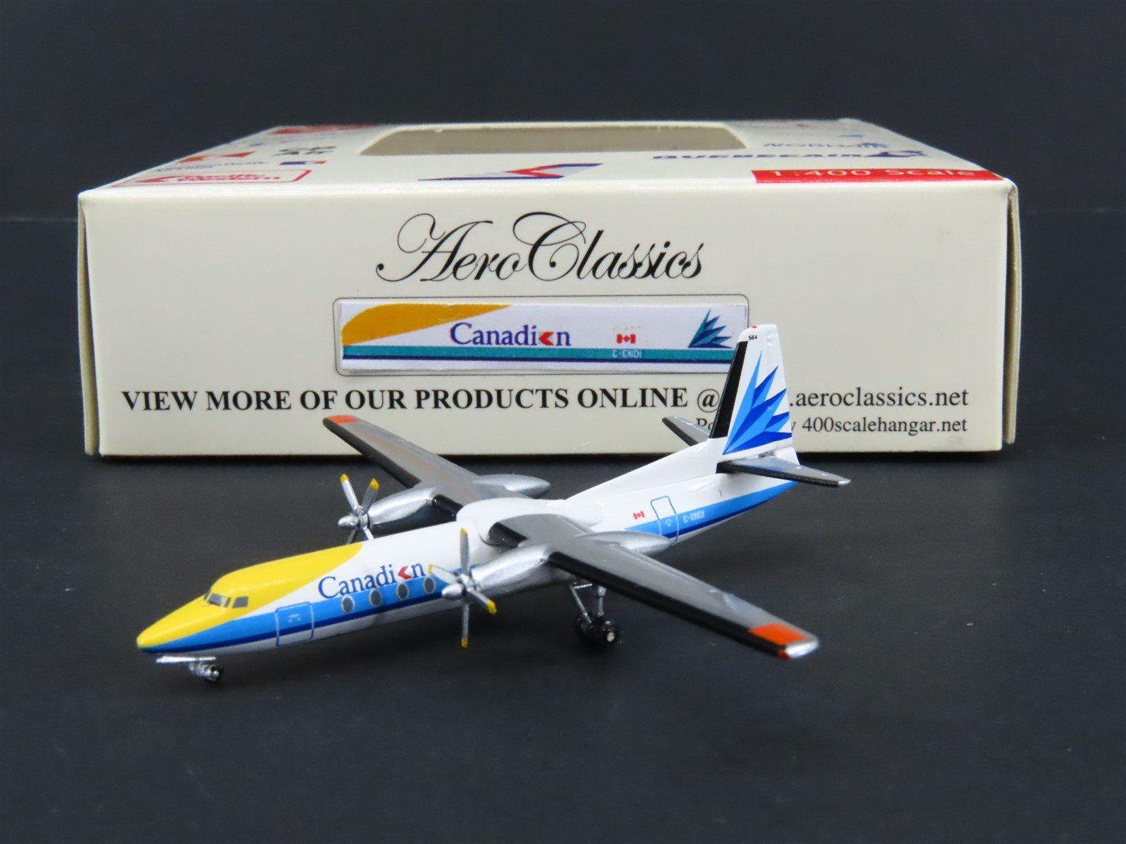 1:400 Scale Aero Classics Die-Cast Canadian Fairchild FH-227B Aircraft C-GNDI