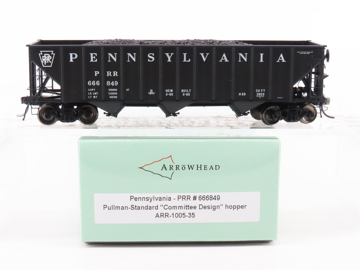 HO Arrowhead ARR-1005-35 PRR Pennsylvania 3 Bay Hopper Car #666849 - With Load