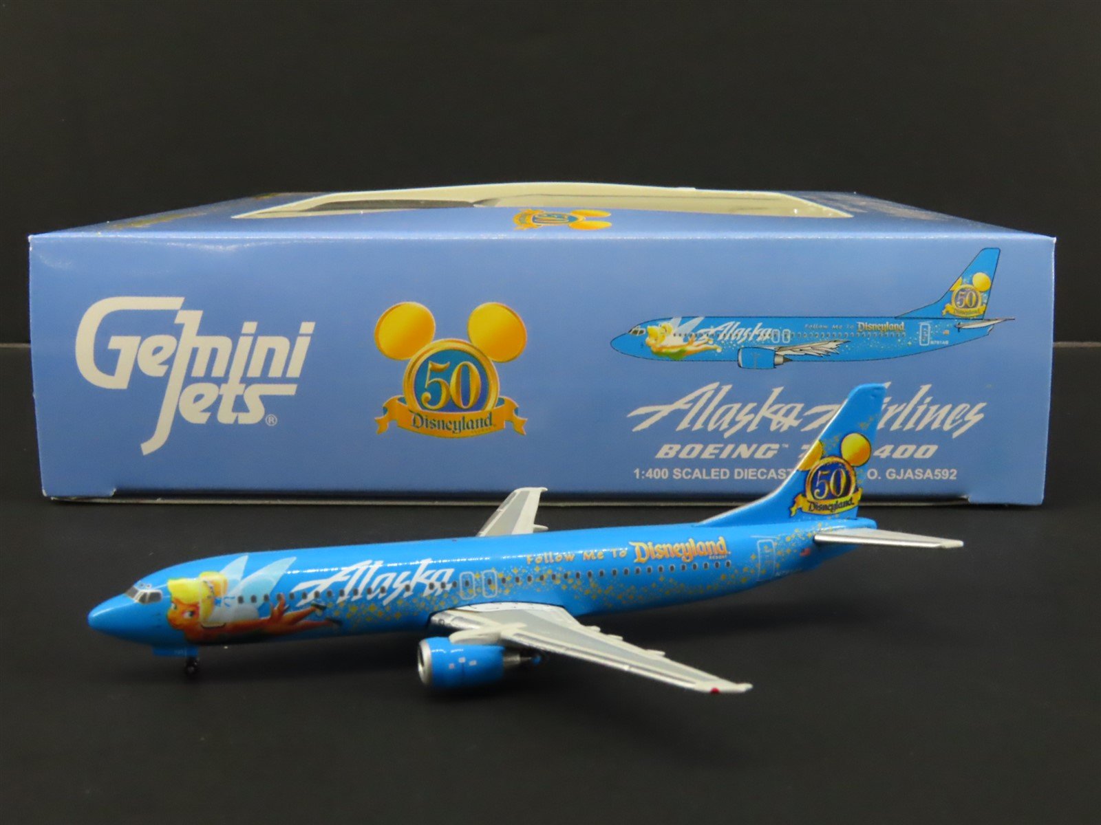 1:400 Scale Gemini Jets GJSWA592 Alaska Disneyland 50th Boeing 737-400 Airliner