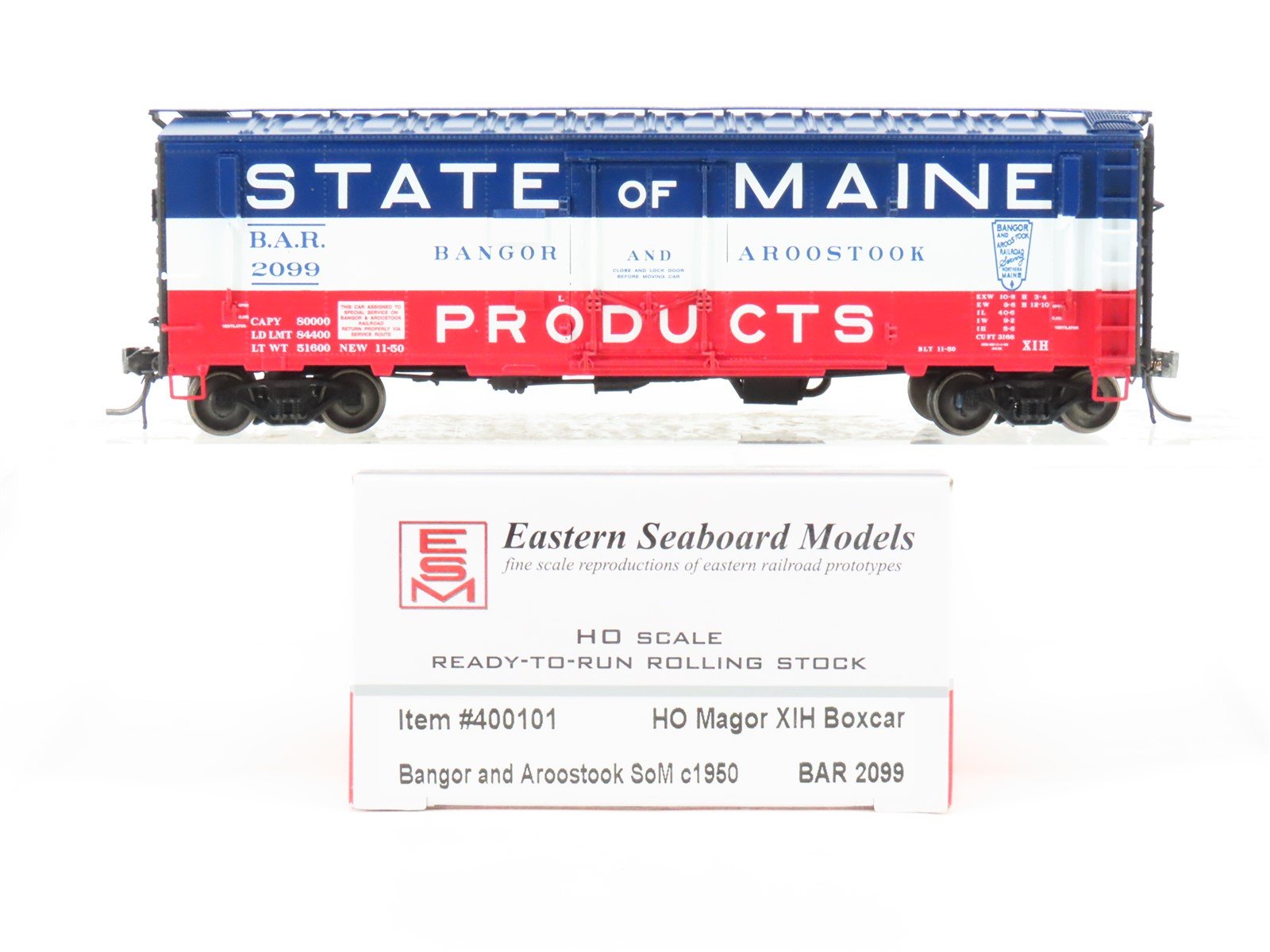 HO Scale Eastern Seaboard Models 400101 BAR State Of Maine Boxcar #2099