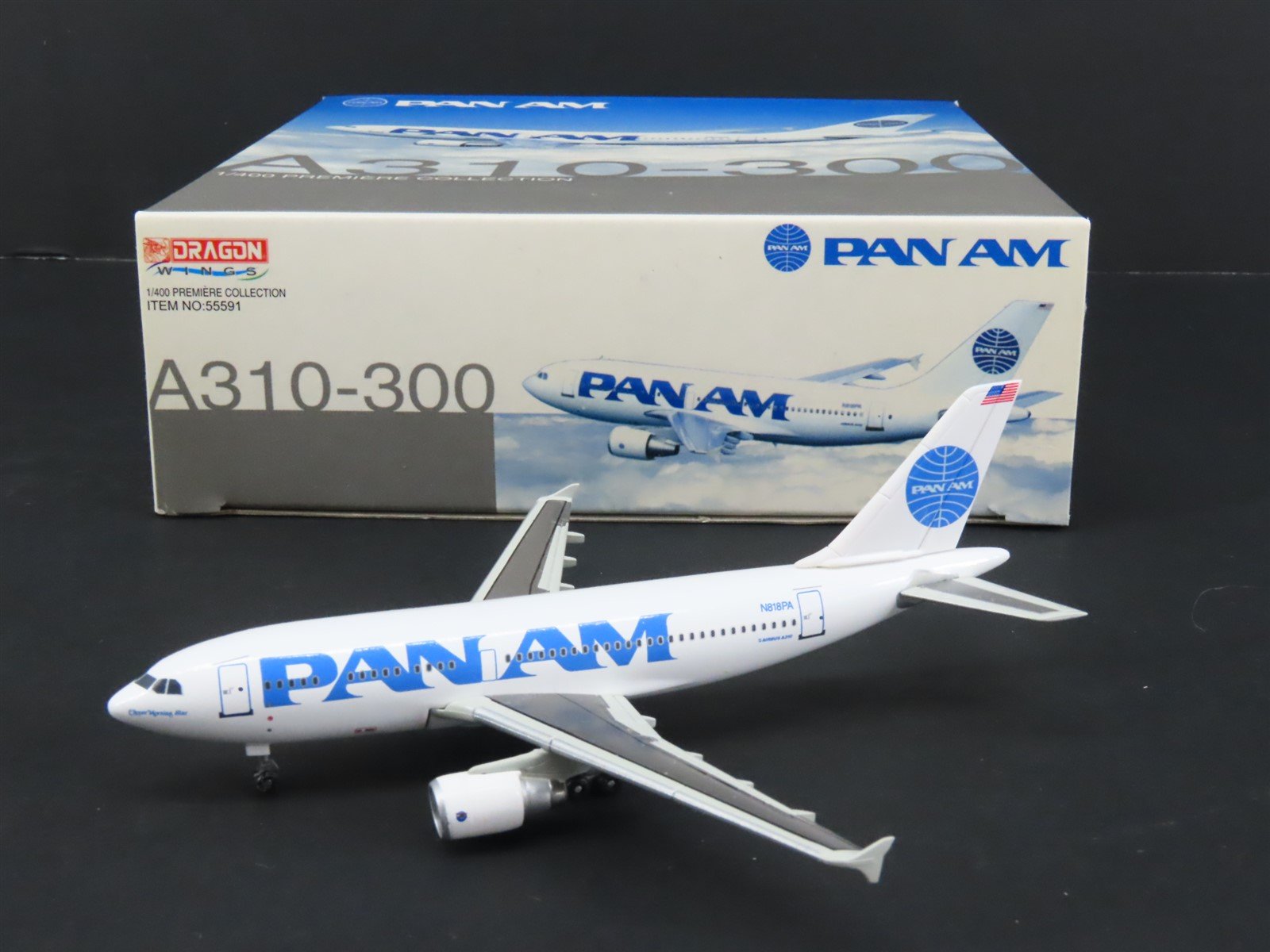 1:400 Dragon Wings 55591-03 Die-Cast Pan Am Airbus A310-300 Aircraft N818PA