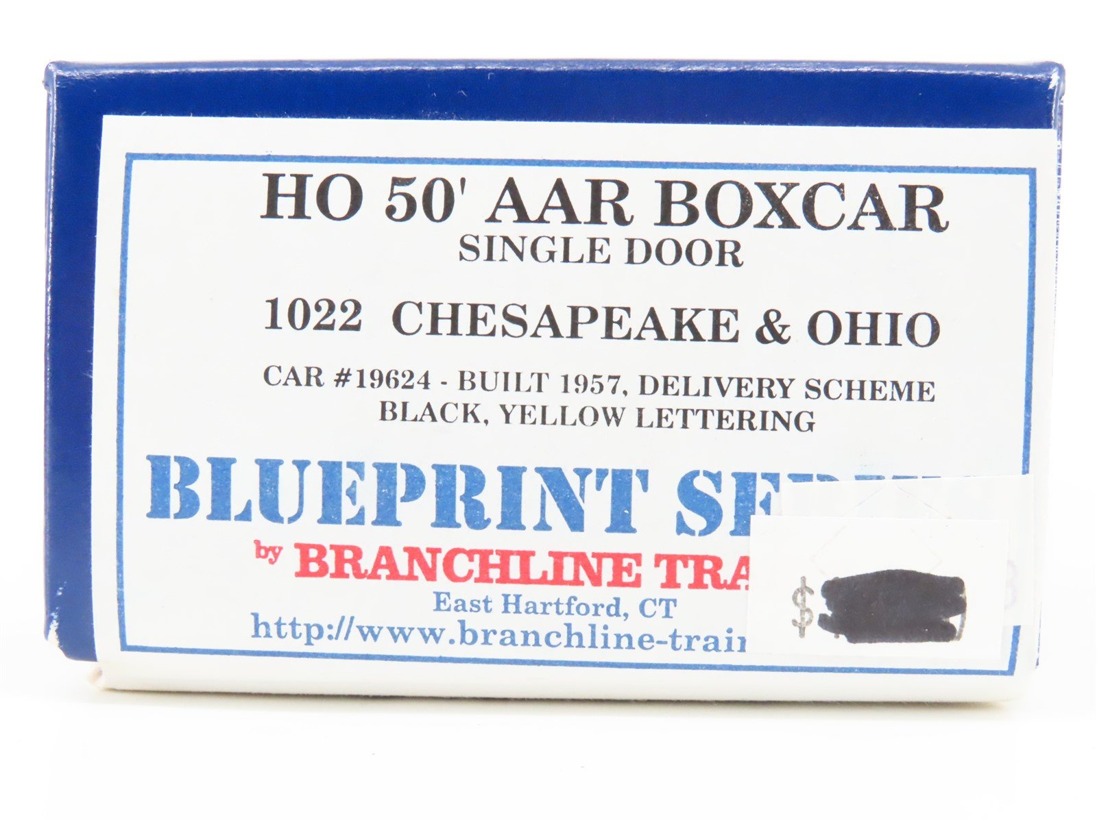 HO Scale Branchline Blueprint Series 1022 C&O 50' Single Door Boxcar #19624 Kit