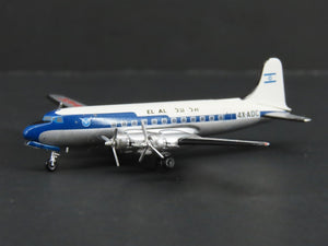 1:400 Scale Aero Classics Die-Cast EL AL McDonnell Douglas DC-4 Aircraft 4X-ADC