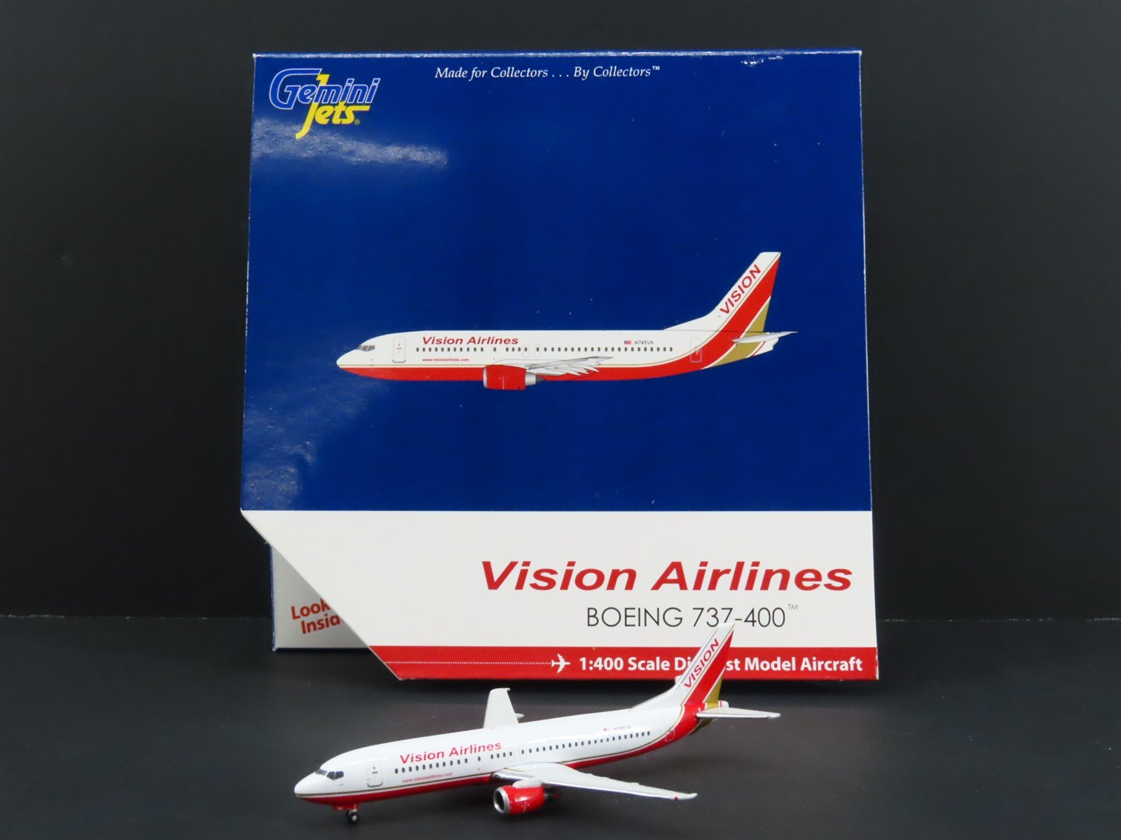 1:400 Gemini Jets GJRBY1086 Die-Cast Vision Airlines Boeing B737-400 Airliner