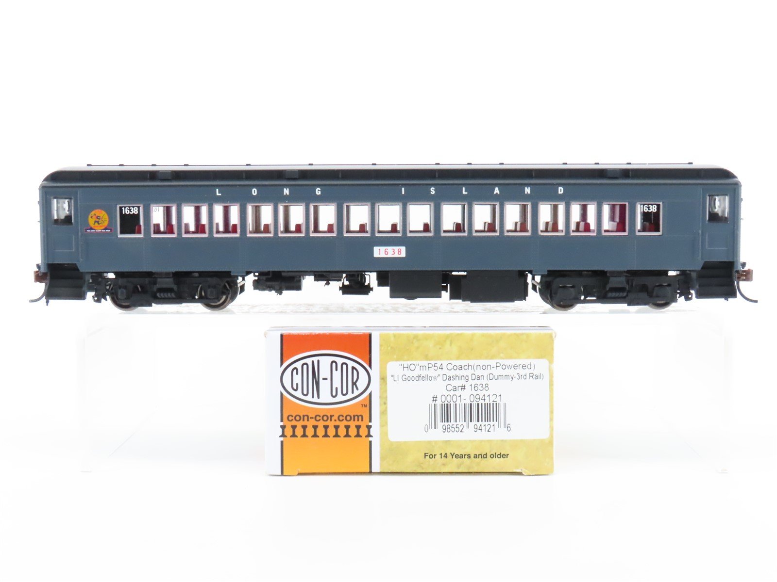 HO Con-Cor 0001-094121 LIRR "Dashing Dan" Coach mP54 Passenger #1638 - Unpowered