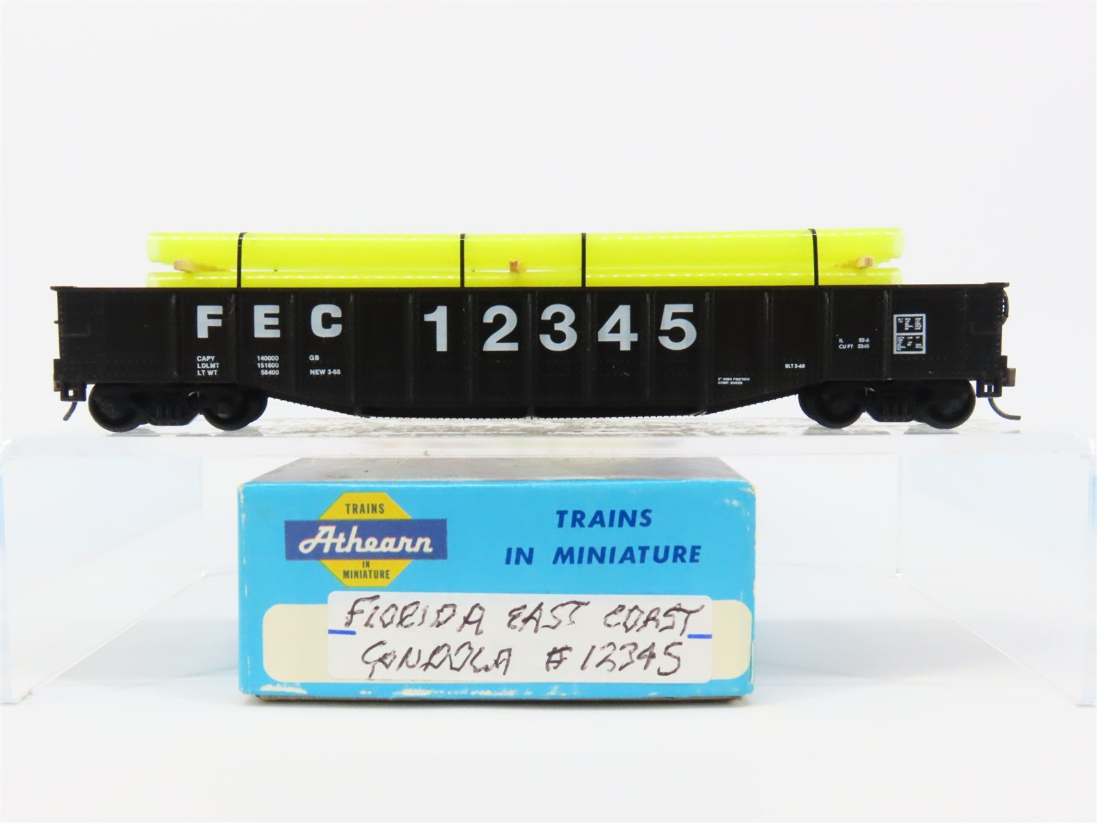 HO Scale Athearn FEC Florida East Coast 50' Gondola Car #12345 w/ Custom Load