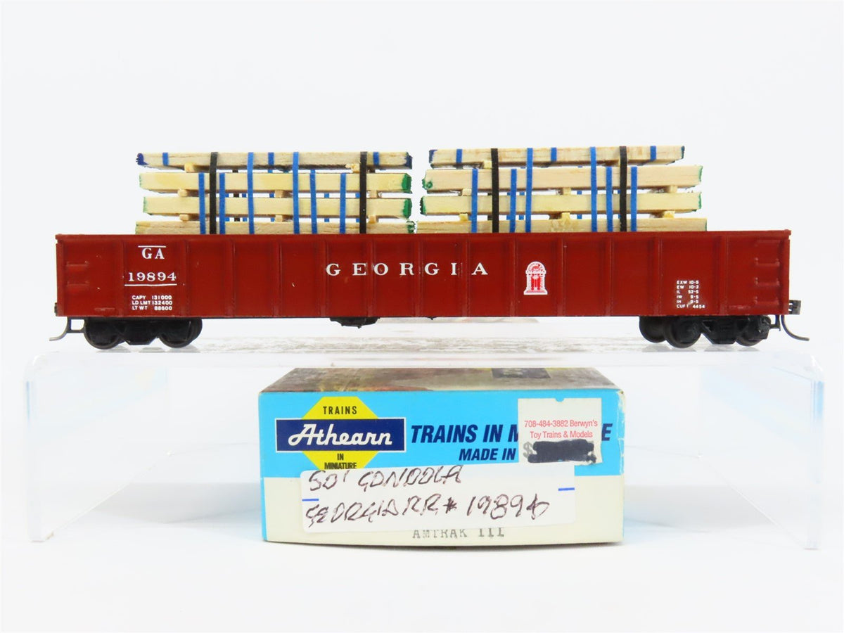 HO Scale Athearn GA Georgia Railroad 50&#39; Gondola Car #19894 Pro Custom w/ Load