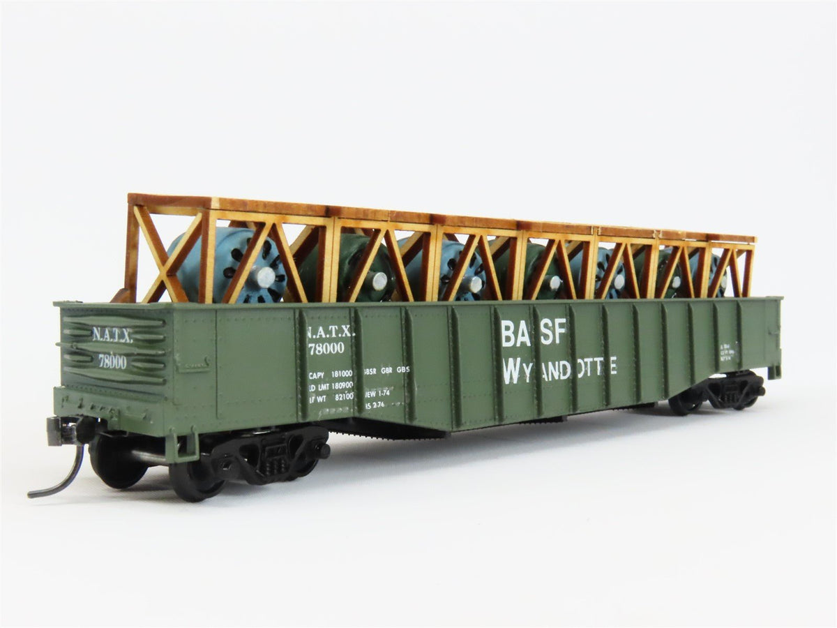 HO Scale Athearn NATX BASF Wyandotte 50&#39; Gondola Car #78000 Pro Custom w/ Load