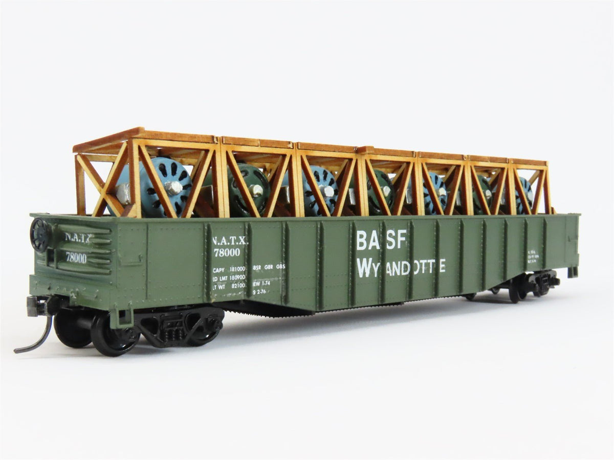 HO Scale Athearn NATX BASF Wyandotte 50&#39; Gondola Car #78000 Pro Custom w/ Load